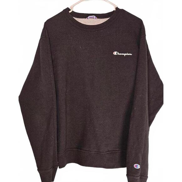 Champion Men's Black Crewneck Logo Sweatshirt Size Medium Unisex - Picture 1 of 5